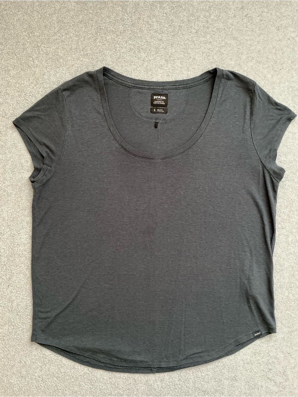 prAna Hemp Blend Scoop Neck Tee Gray Short Sleeve Sustainable Yoga Large